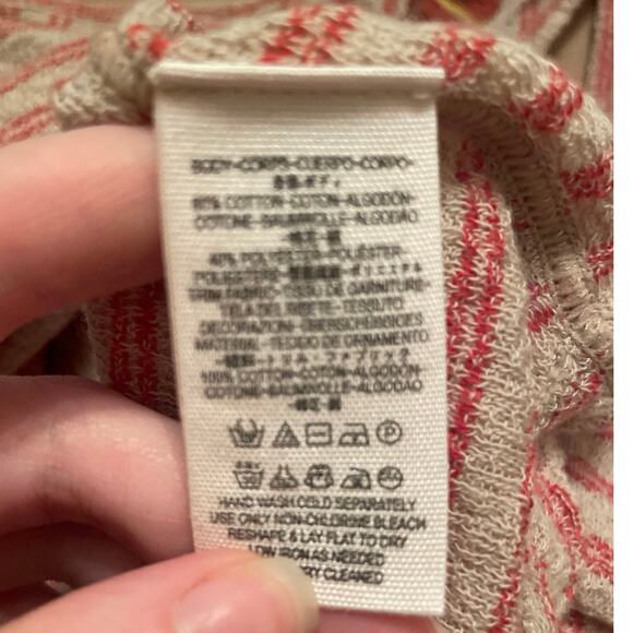 Free People XS stripe floral tank top summer beach cream bohemian boho casual - Picture 8 of 8